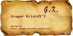 Greger Kristóf névjegykártya